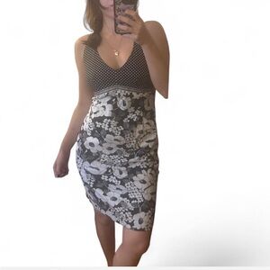 Floral Black and White Dress